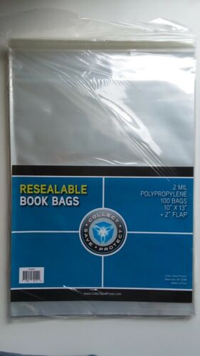 CSP Resealable Book Bags 2 mil Protectors 100ct NIP 10"x13" w/2" flap Literature