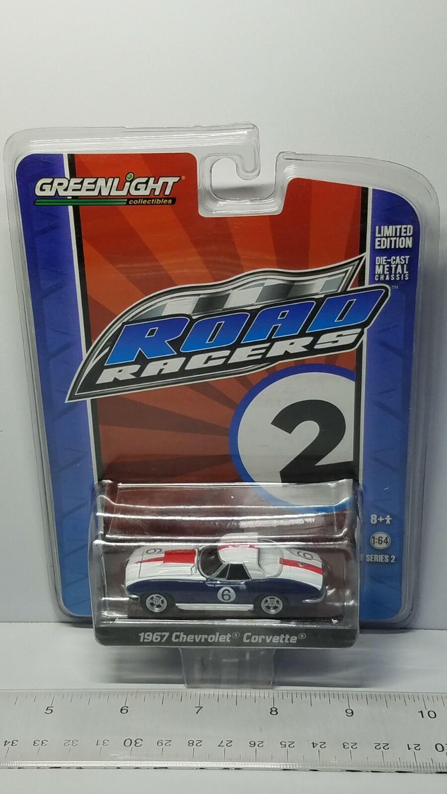 1/64 GREENLIGHT ROAD RACERS #2 1967 CHEVROLET CORVETTE #6