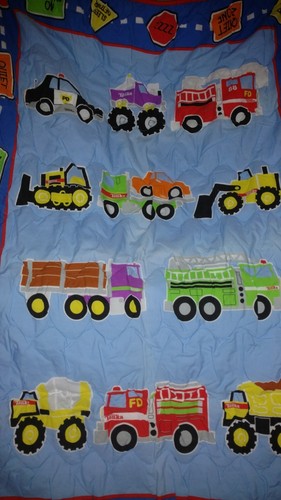 Kids Boys TONKA TRUCK Toddler Bed Crib Bedding  Quilt Sheet Pillowcase Blue Flat