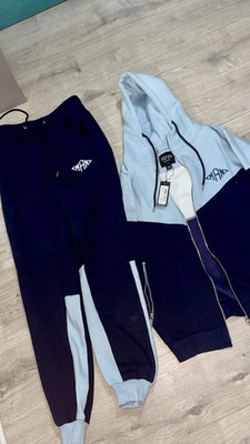 ZANK Two-Tone Tracksuit Set Hoodie & Joggers Navy Blue/Light Blue Zip-Up
