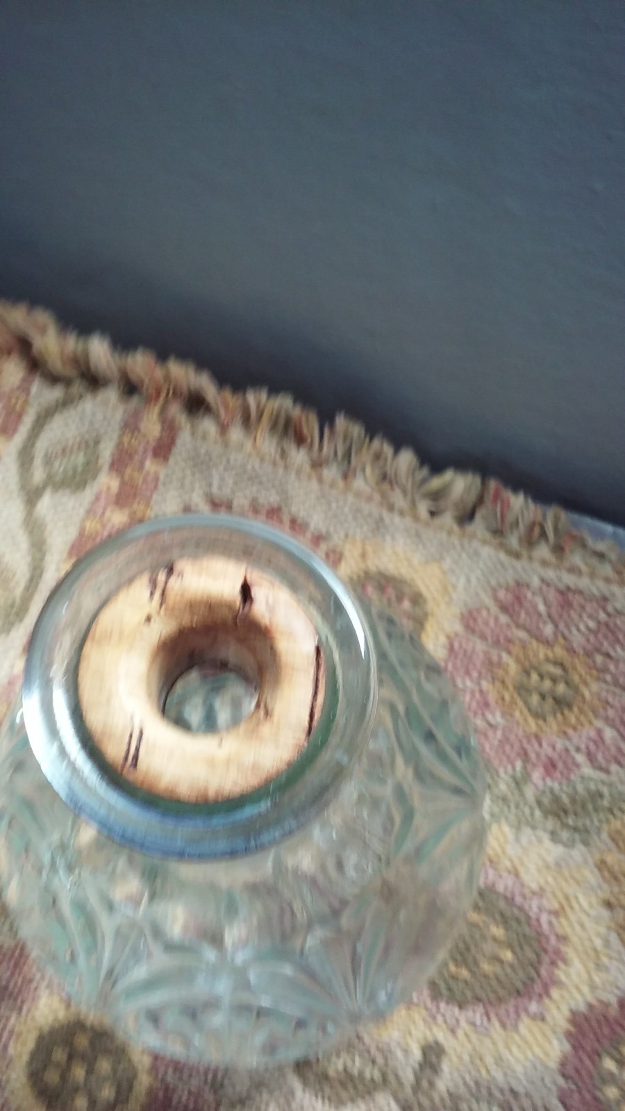 Vintage Cut Glass Decanter*Pretty Cut Glass with Sunburst Design**50% Off SALE