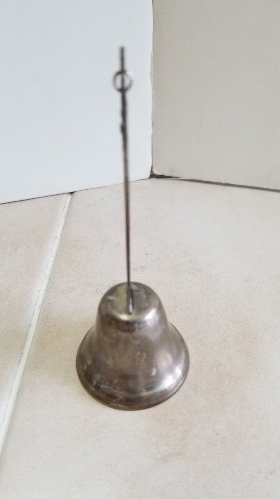 Vintage Silver tone Metal Bell Disneyland Mickey Mouse Charm 4 inches