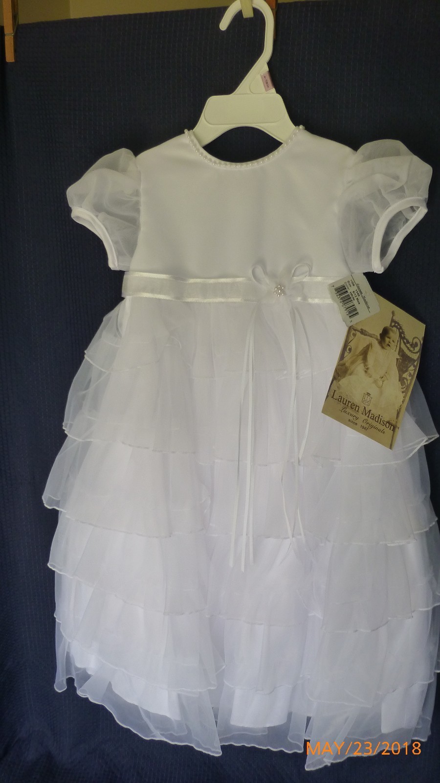 Baby Girl Christening Baptism Multi Tiered Gown with Satin Bodice NWT 9-12 Month