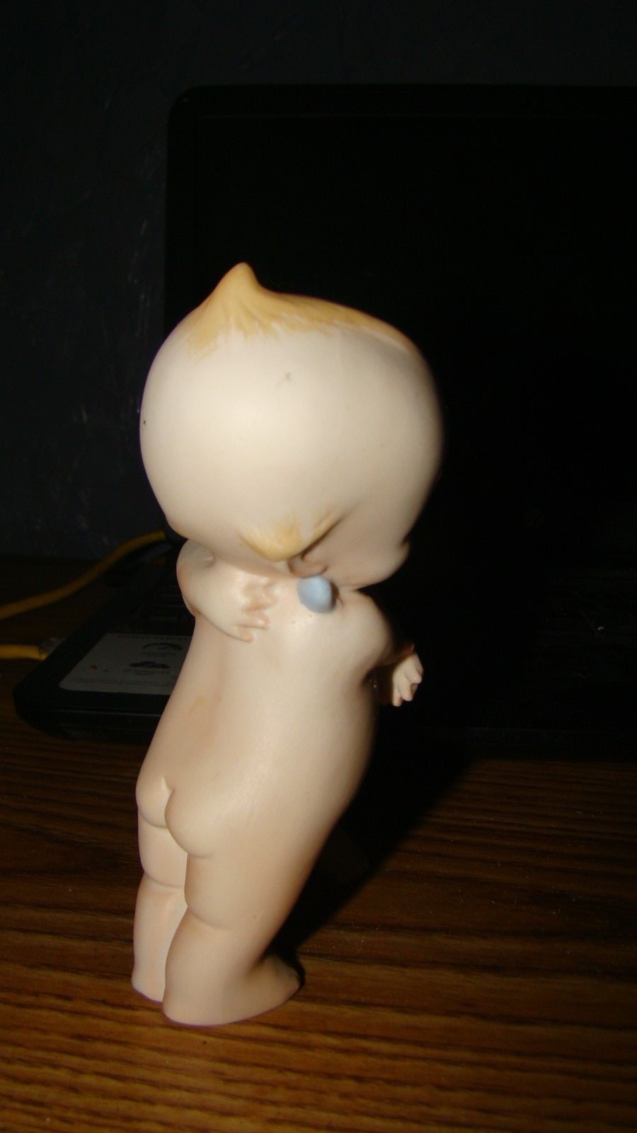 VINTAGE PORCELAIN BISQUE BLUE WINGED KEWPIE HUGGERS EUC