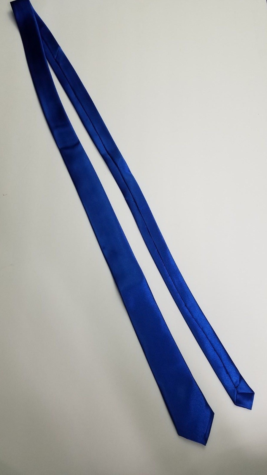 Royal Blue Satin Necktie Men's By Dan Smith Skinny Tie Wedding Prom Dress Up