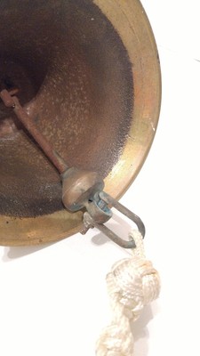 Brass Ships Bell Vintage Solid Brass Nautical Home Decor Rope Wall Bracket