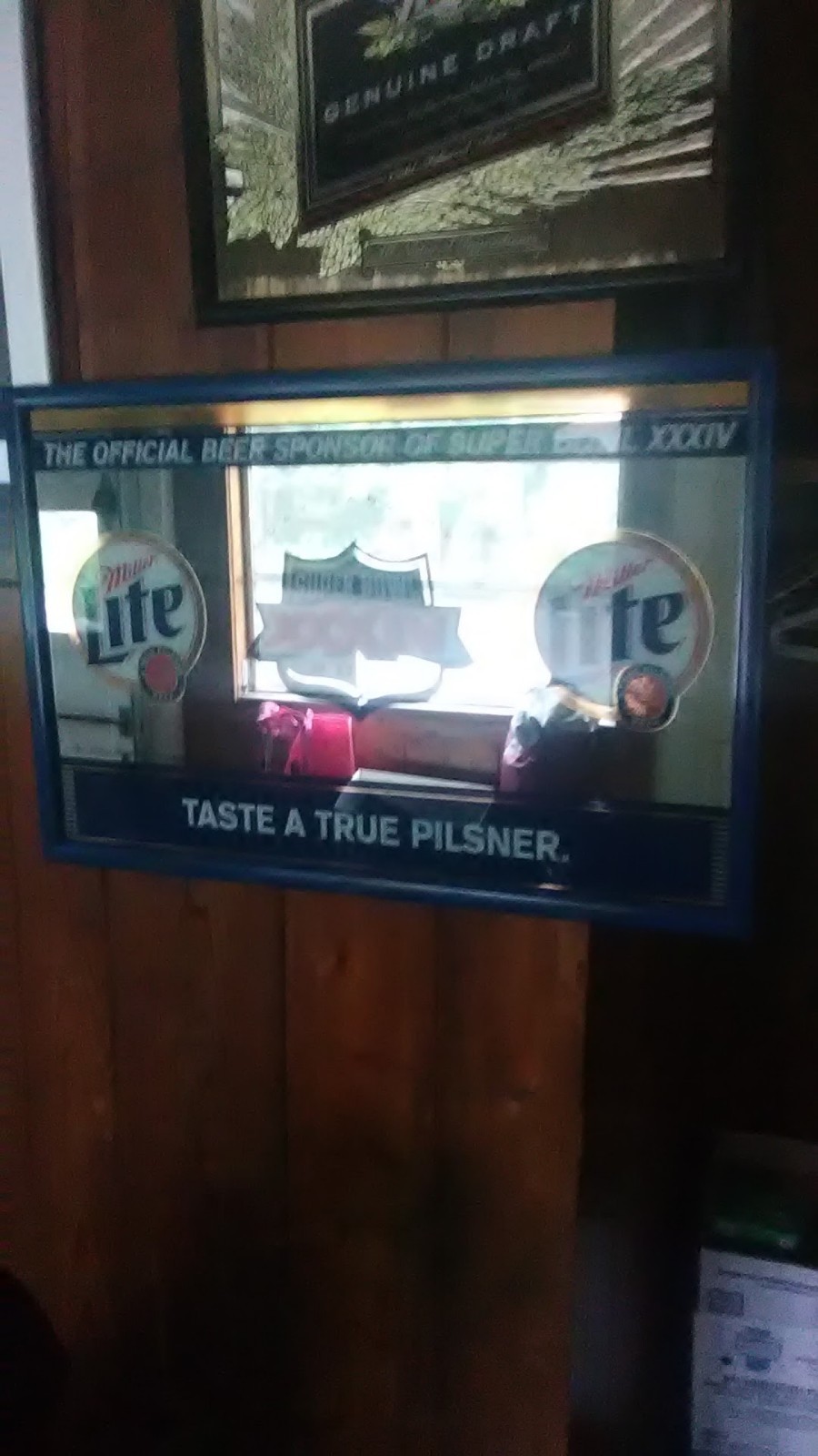 super bowl Miller light framed bar mirror