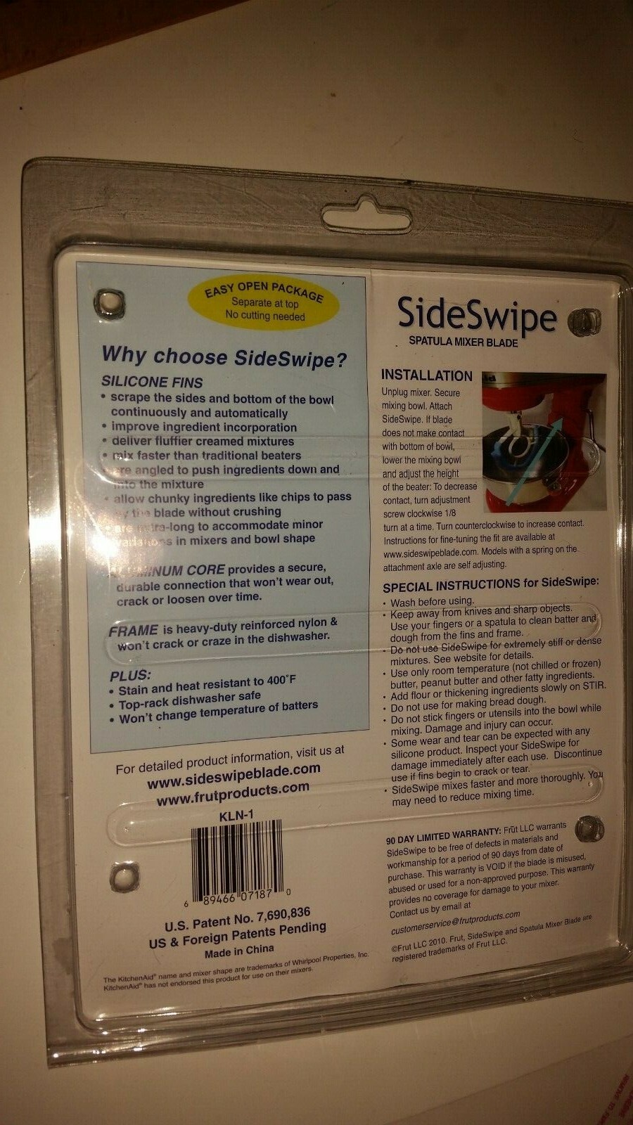 SideSwipe flat beater with flex edge for KitchenAid 4.5 and 5-QT Bowl-Lift New