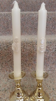 Wedding Taper Candles Ivory Dripless Smokeless Pair Bride Groom Lumar 451IV