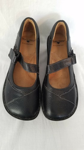 Nurse Mates Grady Pillowtop Black Pebbled Leather Mary Jane Shoes Womens 8.5 M
