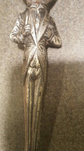 PROHIBITION FIGURAL TWO SIDED BOTTLE OPENER SPOON & SHOT CUP GLASS BARWARE