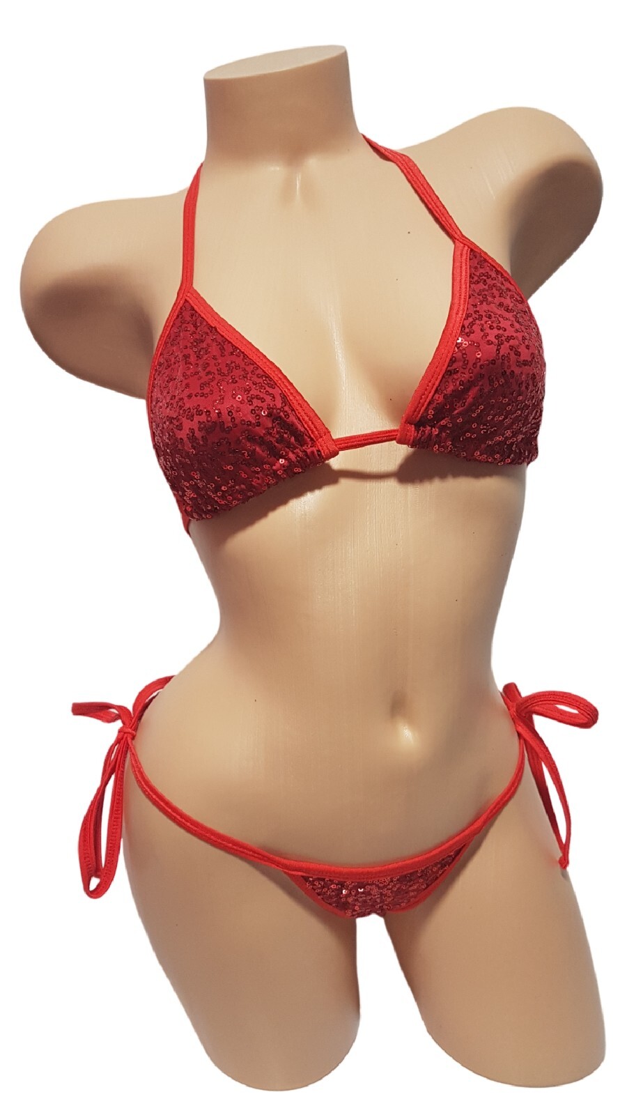 Sexy Red Sequin Micro Thong Brazilian Tie Side Gstring