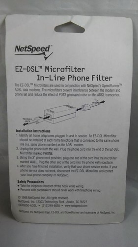 Netspeed EZ-DSLl Microfilter in-line phone filter New FREE US SHIPPING!