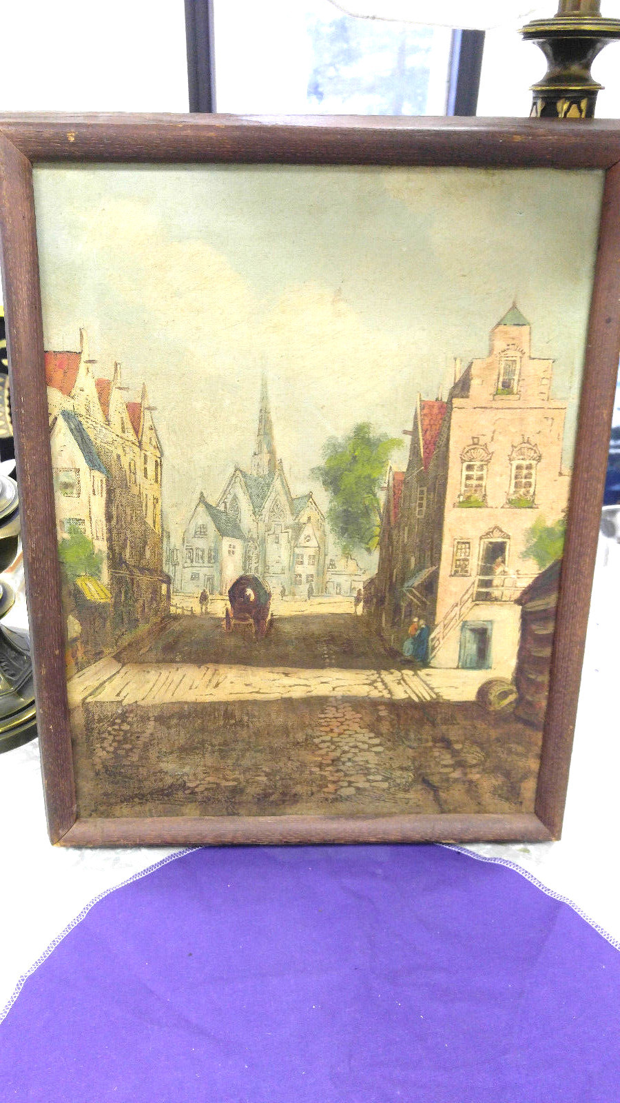 Art Oil on canvas from Europe during WWII Original Europe painting before WW II