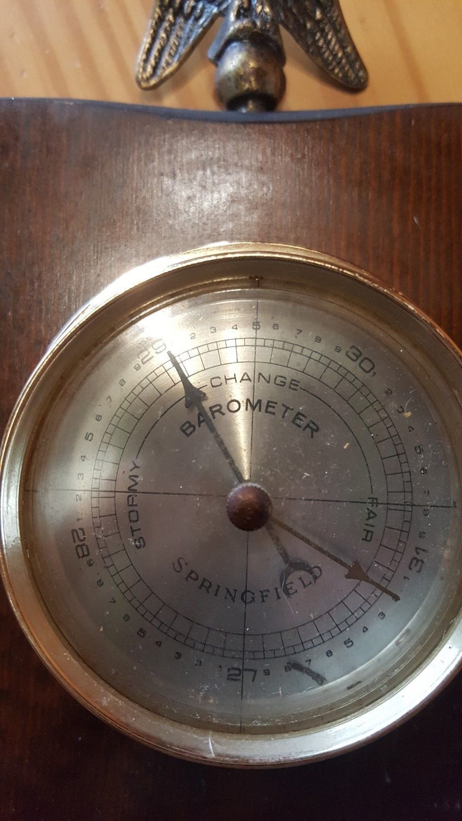 Vintage Springfield Wood Wall Barometer Weather Station