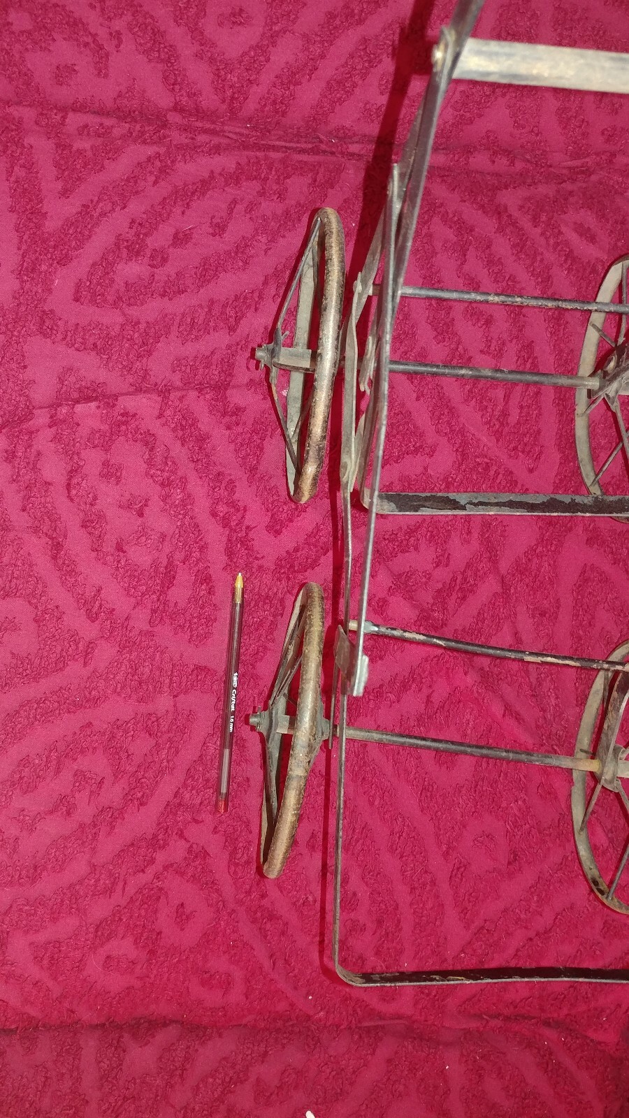 Vintage Victorian Metal Baby Doll/ Baby Carriage Stroller Buggy w/ Wood Slats