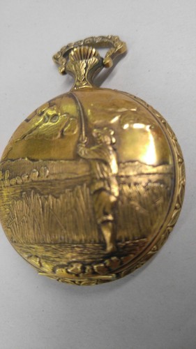 GANET 17 JEWELS FISHERMAN CASE POCKET WATCH SWISS MADE WIND UP - RUNS