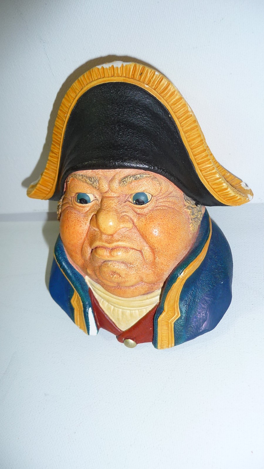 BOSSONS Chalk Ware Head Mr Bumble Dickens Oliver Twist Hand Painted Wall Decor