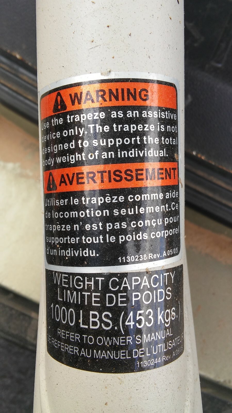 INVACARE BARIATRIC FLOOR STAND COMPLETE W/TRAPEZE - 1000# Capacity - ESTATE Sale