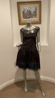 Donna  Karan Collection Fit &Flare  Cap Sleeve Dress black Gray Size  2, UK 8