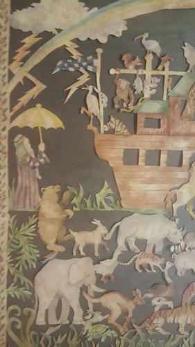Jeri Osterhout Ryel original folk art Noah's Ark scene - primitive cut paper