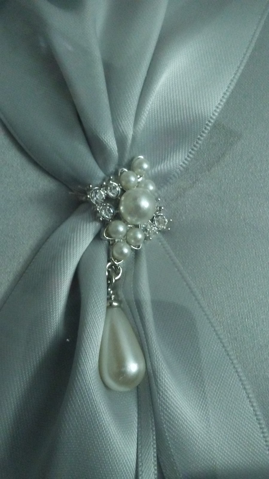 Ring Bearer Pillow Bearer Pillow Gray Satin Rhinestones His and Hers