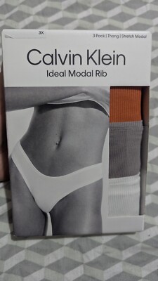 Calvin Klein 3 pack thongs size 3XL grey White Orange Ribbed Modal multipack