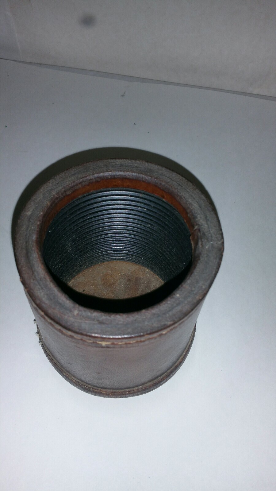 Vintage Stitched Brown Leather Dice Cup Ribbed Interior w/4 Dice Free Ship USA