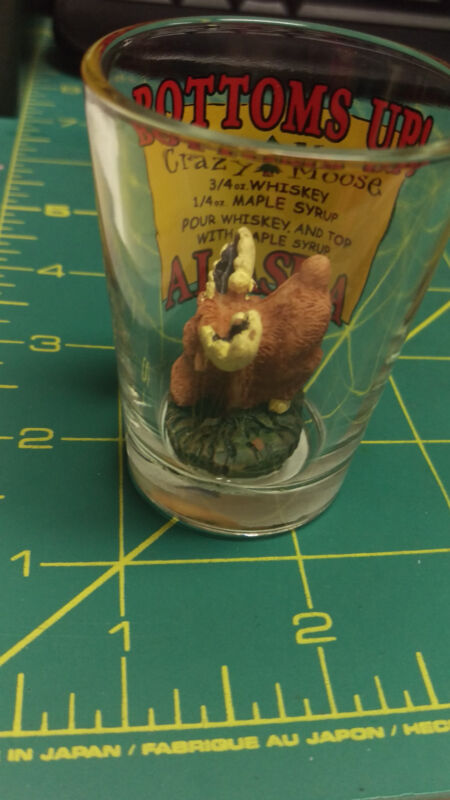 Alaska Shotglass Crazy Moose Bottoms Up with Drink Recipe We ship worldwide!