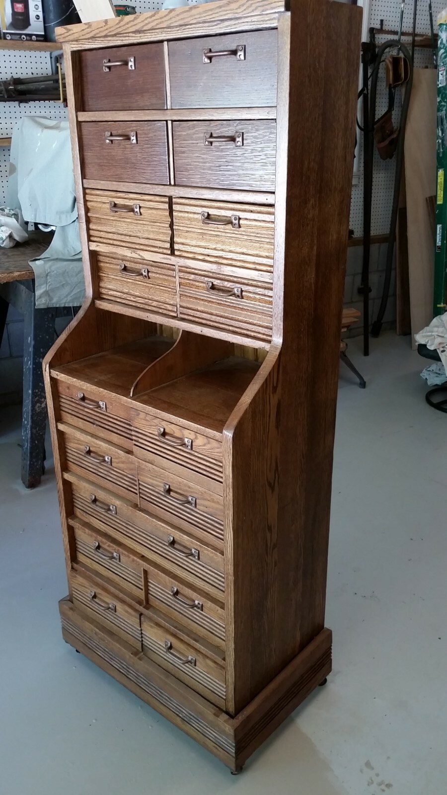 Antique Oak Post Office Cabinet - Documents - Wine Bottles
