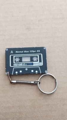 Vintage Retro Keyring Key Chain Fob CU  Tape Cassette Tape Recording Maxell
