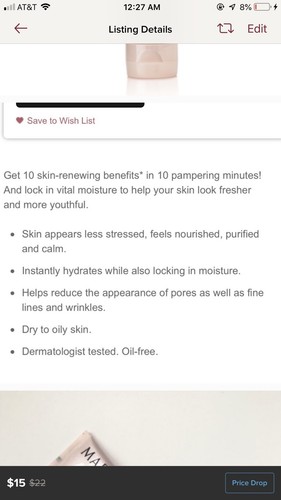 MARY KAY TIMEWISE MOISTURE RENEWAL GEL MASK dry to oily skin