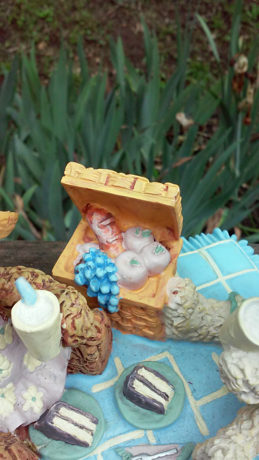 1996 Honeysuckle Hollow Bear and Bunny Rabbit on a Picnic Figurine