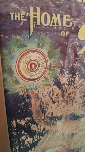 Antique DUBUQUE IOWA BREWING TUCHFARBER Beer Sign Painted Glass Pre-Prohibition