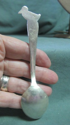 Vintage  900 Silver Baby Spoon with Duck on Handle