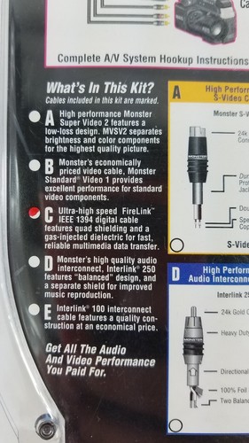 Monster Cable Audio/Video 6ft IEEE 1394 Cable - 4 pin to 4 pin  m-3