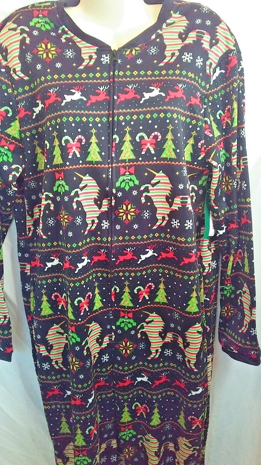 MEN'S BODYSUIT UNION SUIT  CHRISTMAS REINDEER ZIP FRONT SLEEPWEAR NWT SIZE L