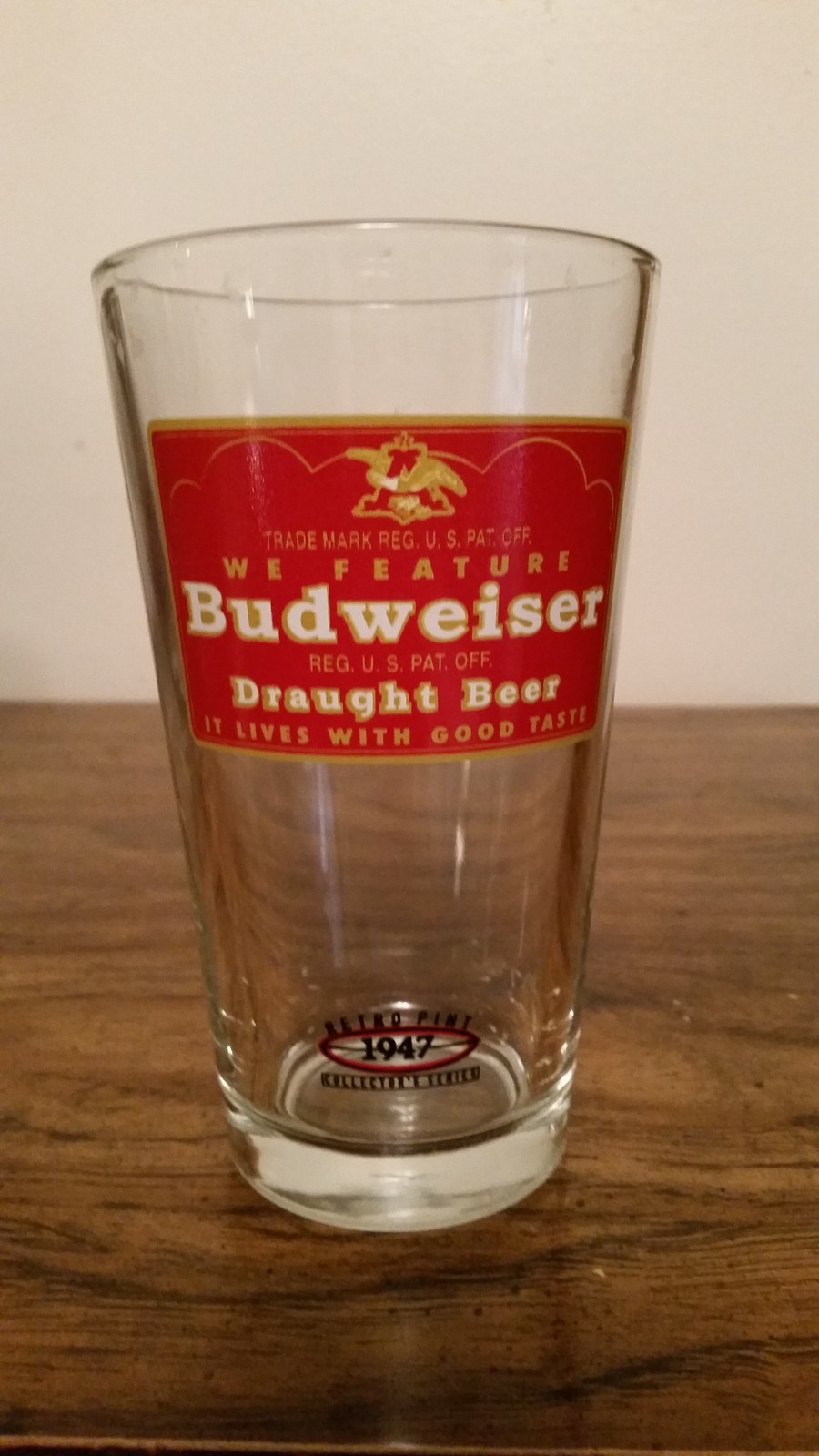 Budweiser Retro Pint Glasses.