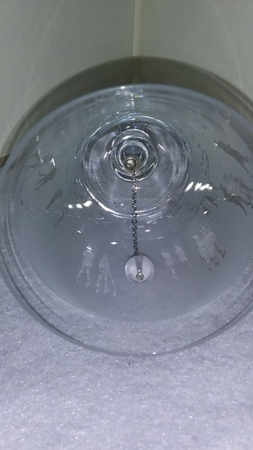 1978 Clear Glass Bell Etched Winter Ice Skaters/Hockey Scene Holiday