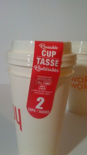 Travel Coffee Mug Wakey Wakey & Enjoy Dishwasher And Microwave Safe 2 pack