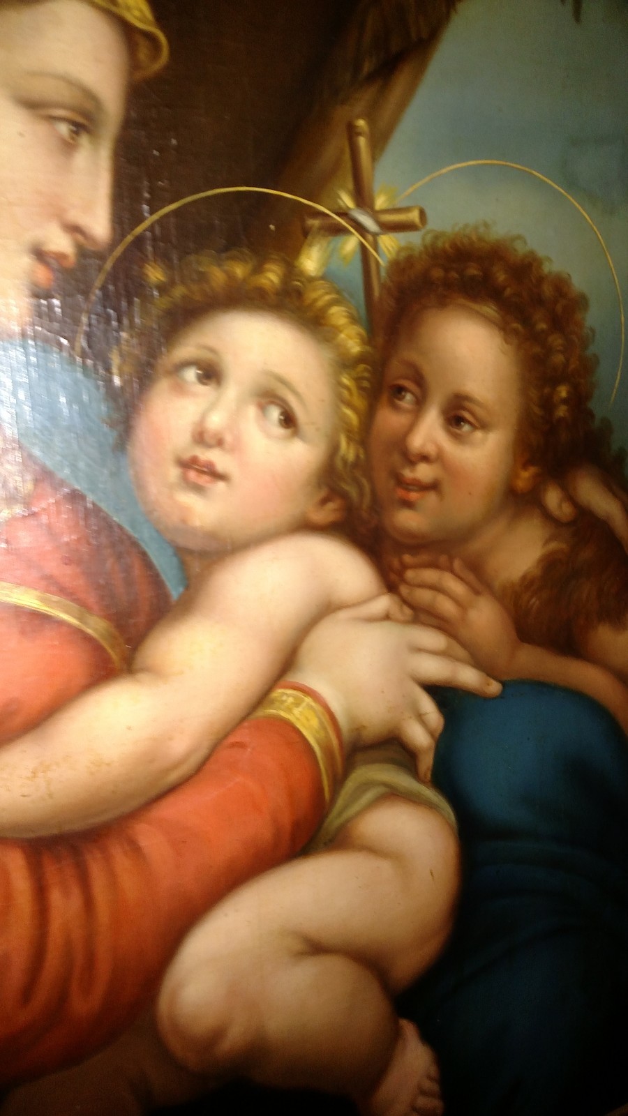 Period Attributed Raphael Sanzio Madonna & Child John Baptist Old Master