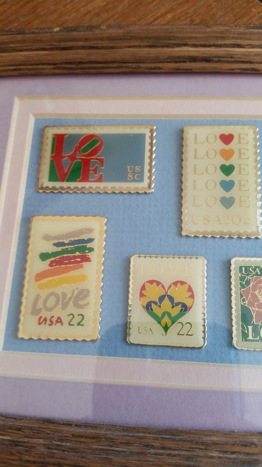 Framed Set of 7 Love Stamp Pins