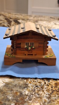Vintage Swiss Chalet Cabin House Music Box Plays Emmenthalerlied