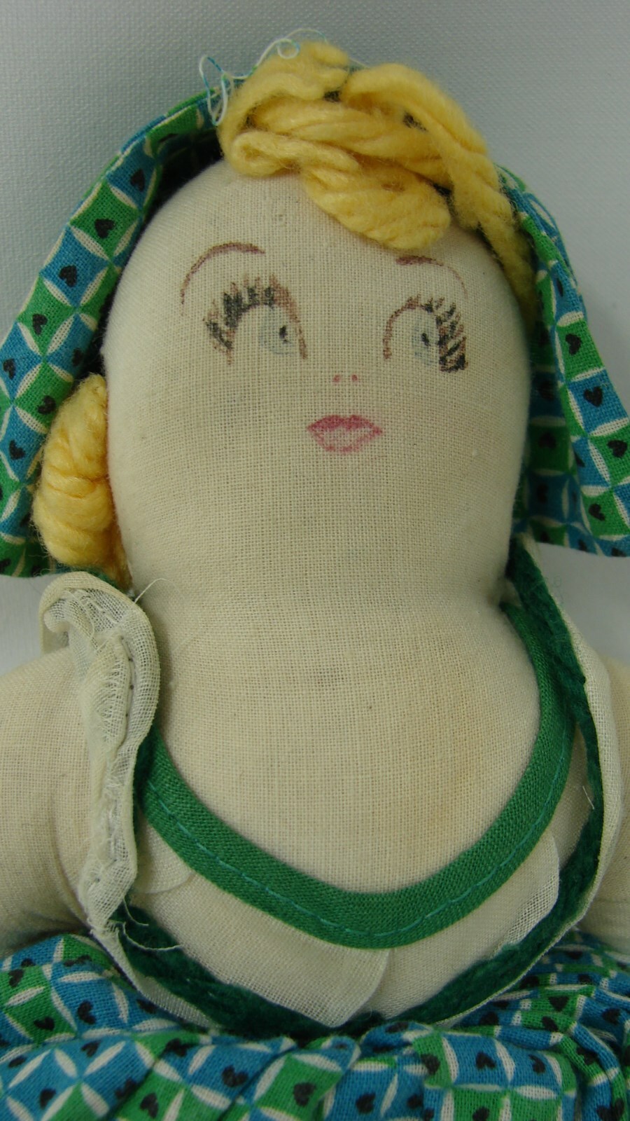 EARLY VINTAGE TOPSY TURVY BLACK WHITE RAG DOLL