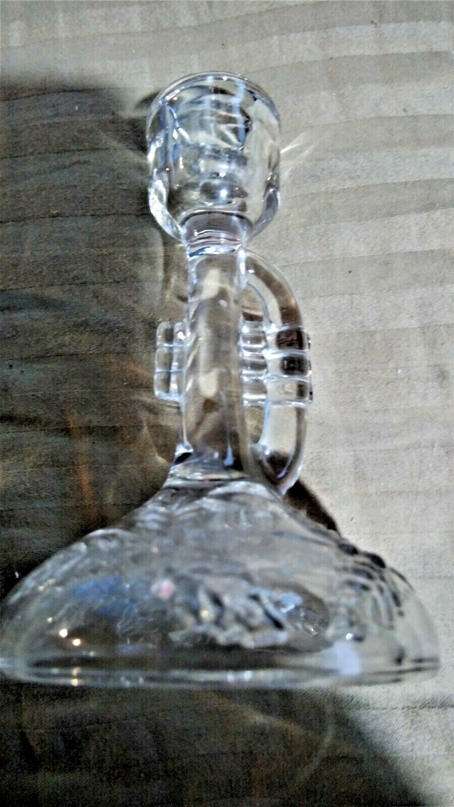 MUSICAL TRUMPET SHAPE HORN CLEAR GLASS 2 CANDLE HOLDERS Candleholders