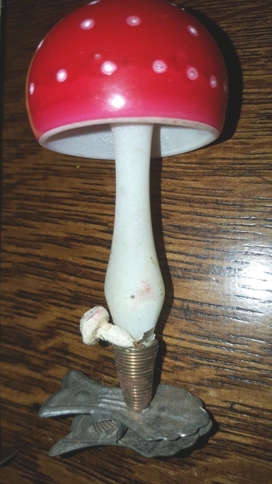 Antique Mushroom (on a spring) Christmas Tree Ornament, Germany