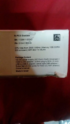 CompuLab fit-PC2i Diskless, PN: D1G-C1600-W                    C2