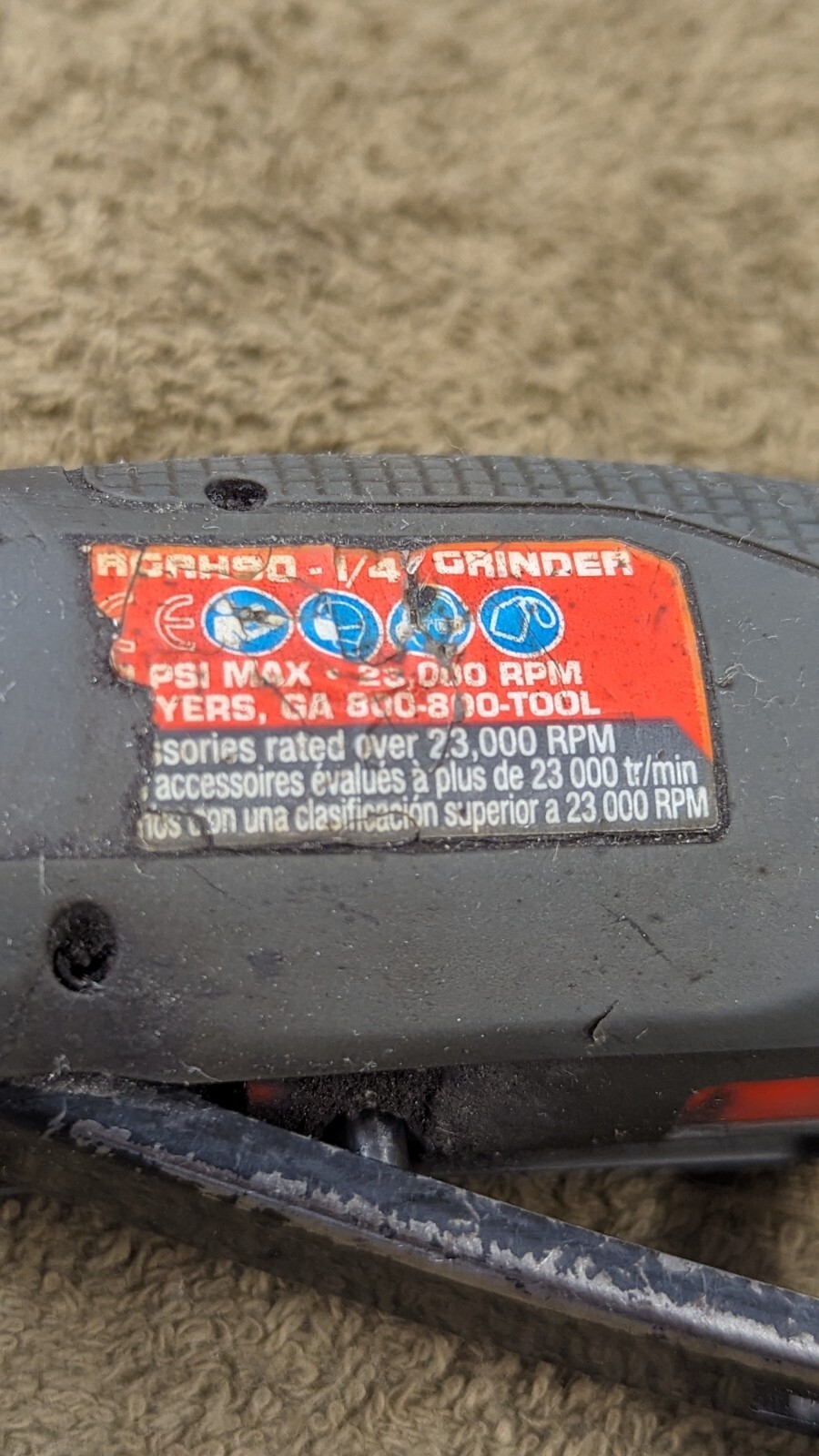 Proto 1/4" Die Grinder Air Right Angle 23000Rpm .3hp J325AGAH90 Pneumatic Tool