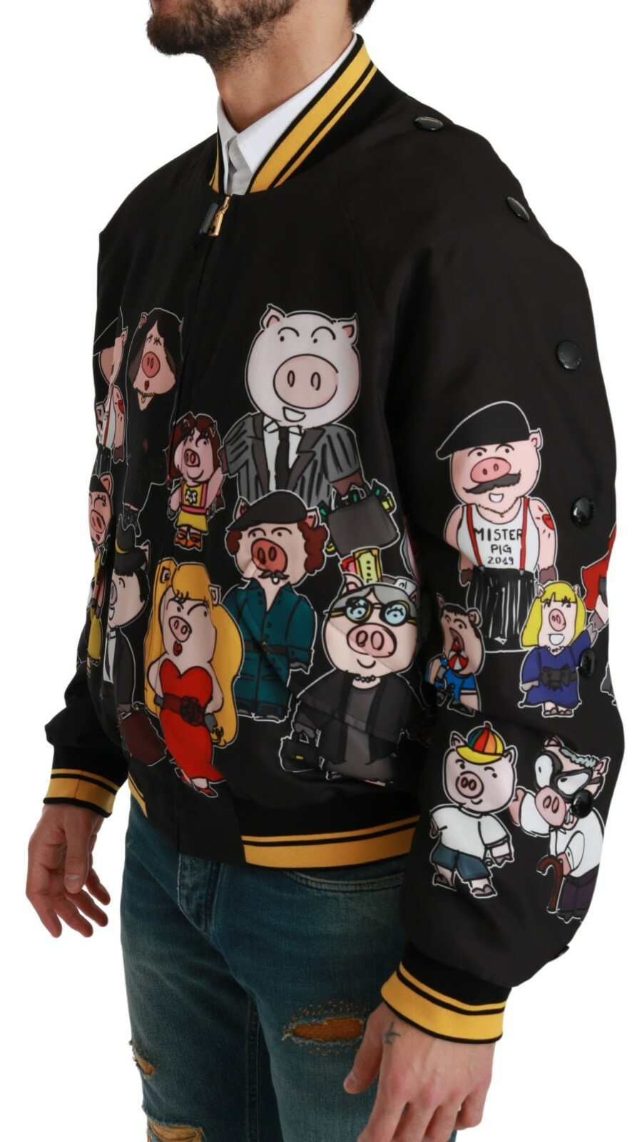 Pre-owned Dolce & Gabbana Jacket Black Year Of The Pig Bomber It50 / Us40 / L Rrp $2200