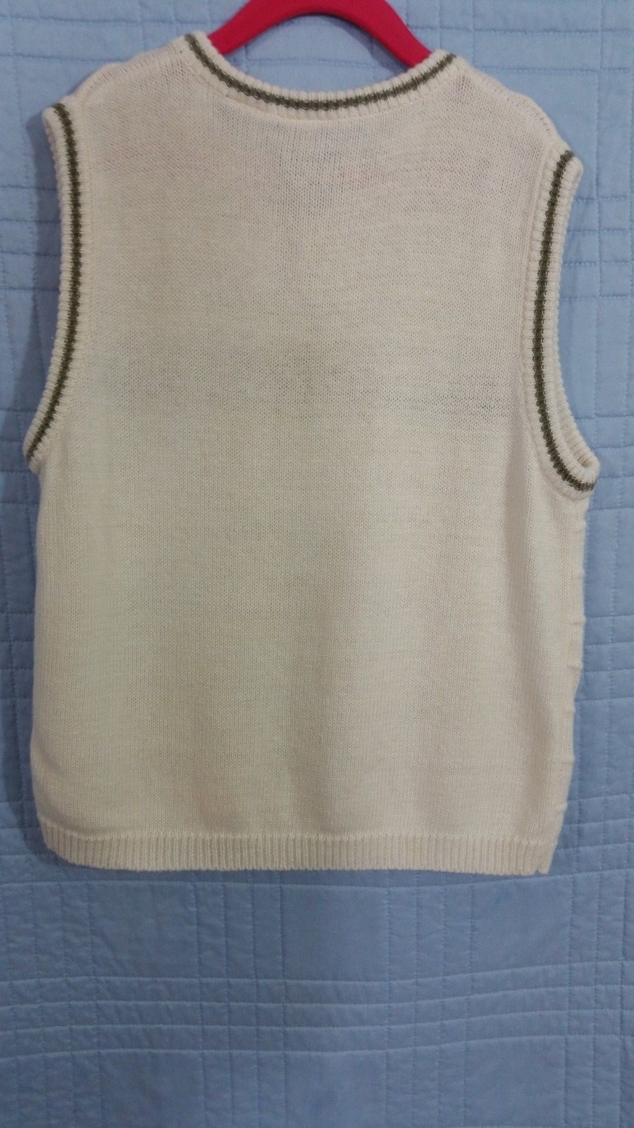 TFW Boys Large size 7 Ivory Green Trim Knitted Vest
